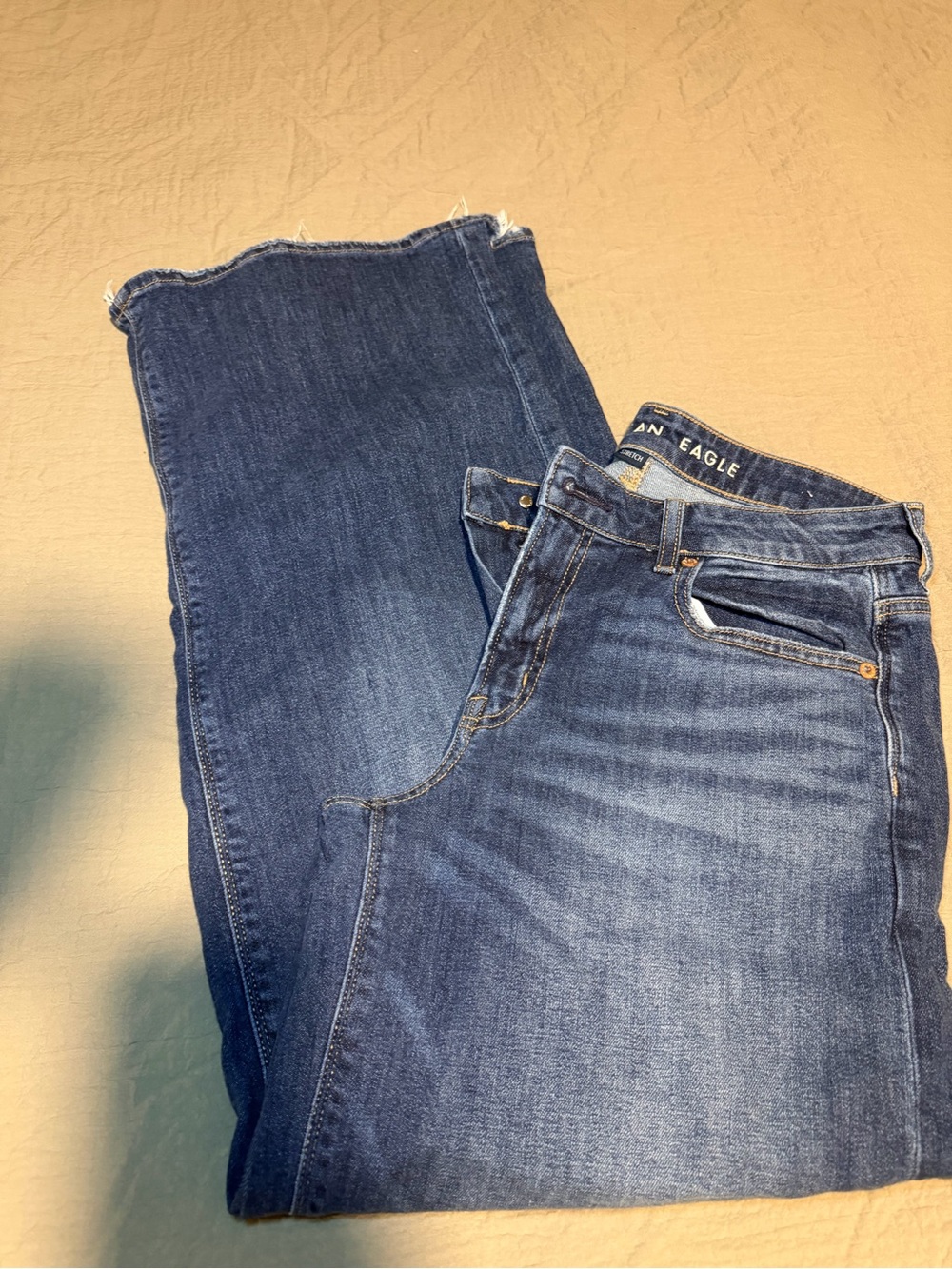 American Eagle Light and Dark Blue Two-Tone Denim Jeans